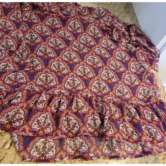 Band Of Gypsies Women's L Floral Print Mini Dress Wine Fairy Whimsy Goth Boho - Picture 11 of 13